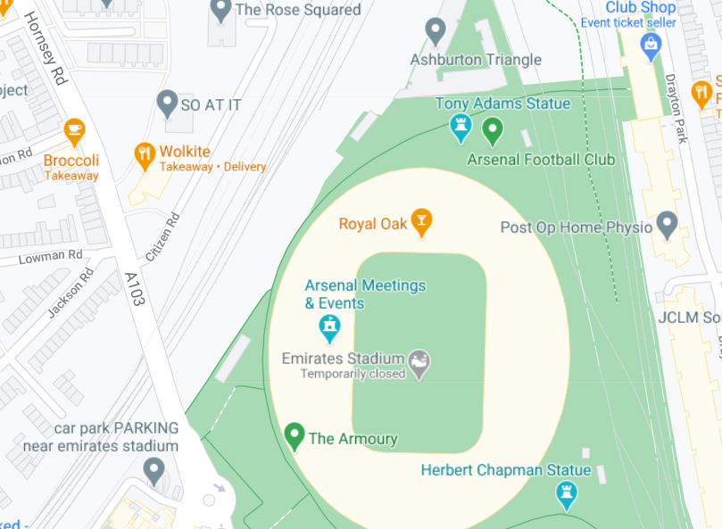 arsenal stadium map